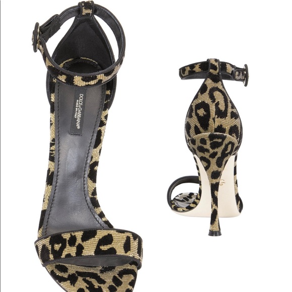 Dolce & Gabbana Leopard Lurex Ankle Strap Sandals - Picture 2 of 2